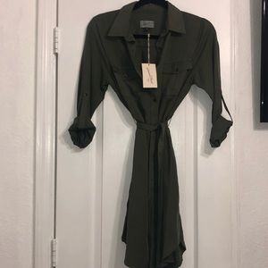 Long Sleeve Collared At Knee Soft Twill Shirtdress